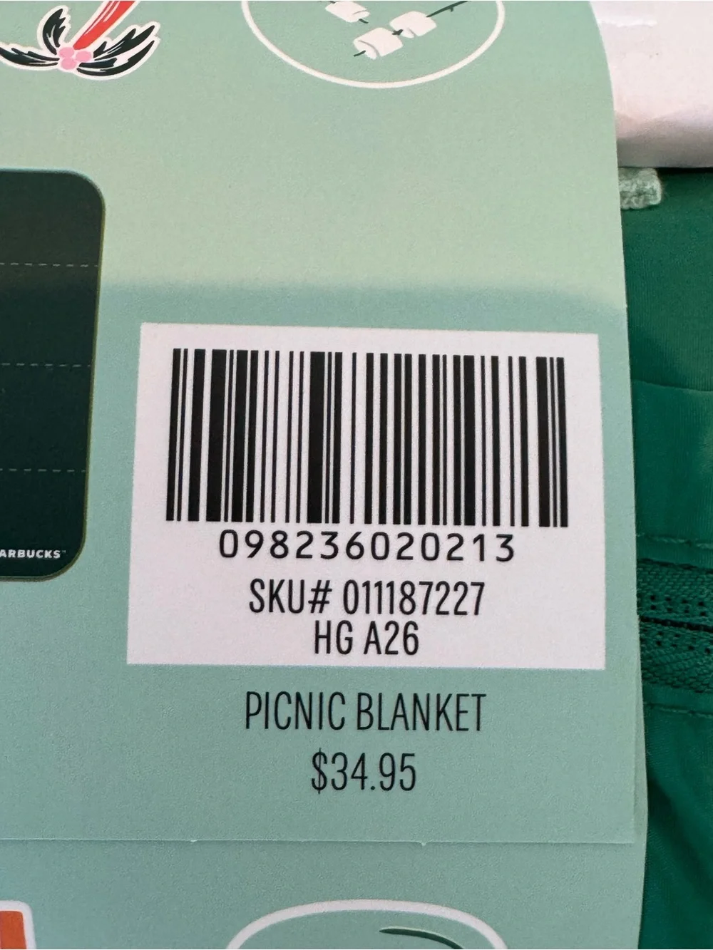 Starbucks Green Picnic Blanket with Logo and Sticker Art